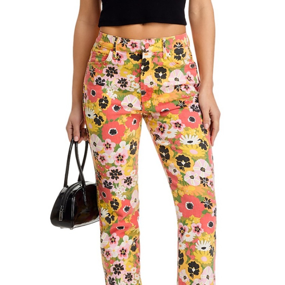 MOTHER Floral Straight Leg Jeans - Flowers Alfresco Color 70’s Inspired
